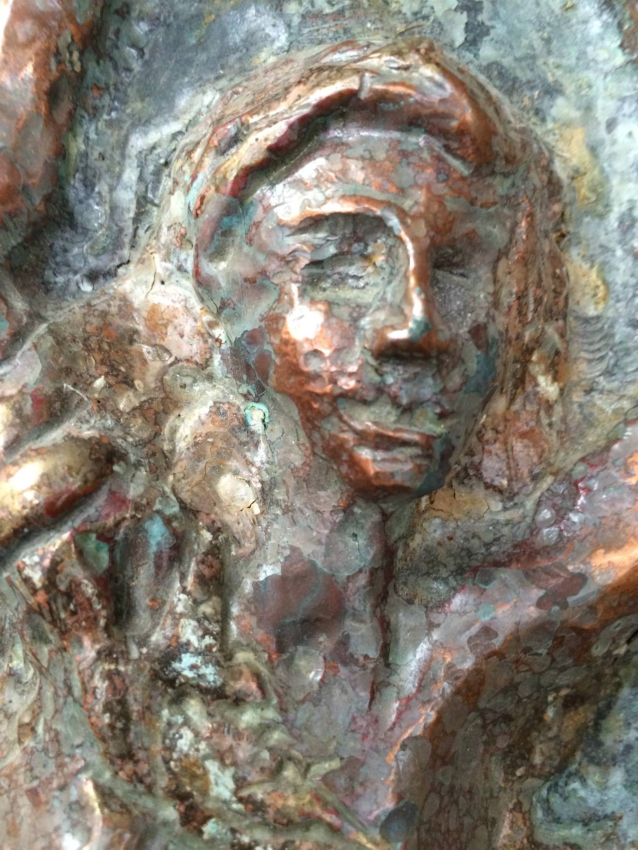Metal Signed Copper Plaque of a Mermaid