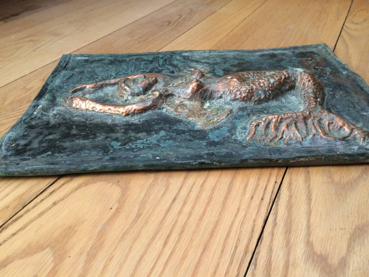 Signed Copper Plaque of a Mermaid 3