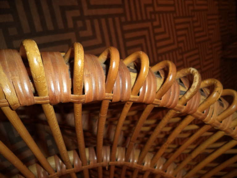 Mid-20th Century Pair of Rattan Bucket Chairs by Franco Albini for Vittorio Bonacina