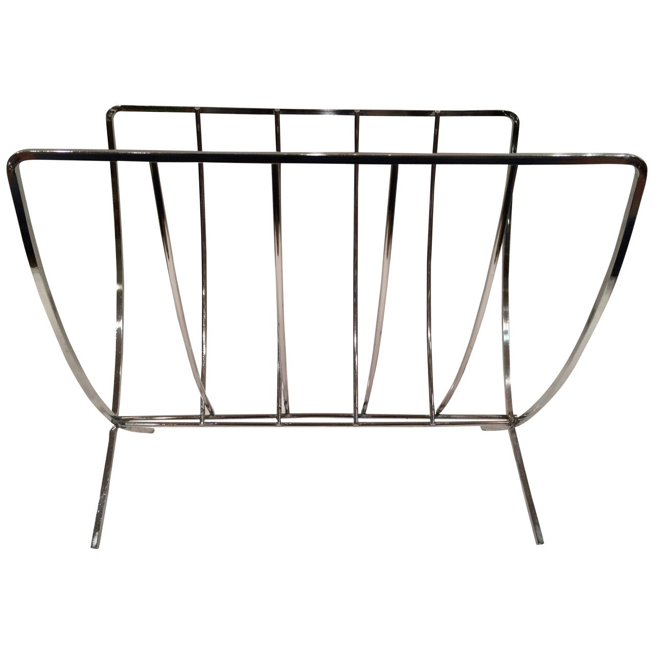 Mid-Century Modern Chrome Magazine Rack
