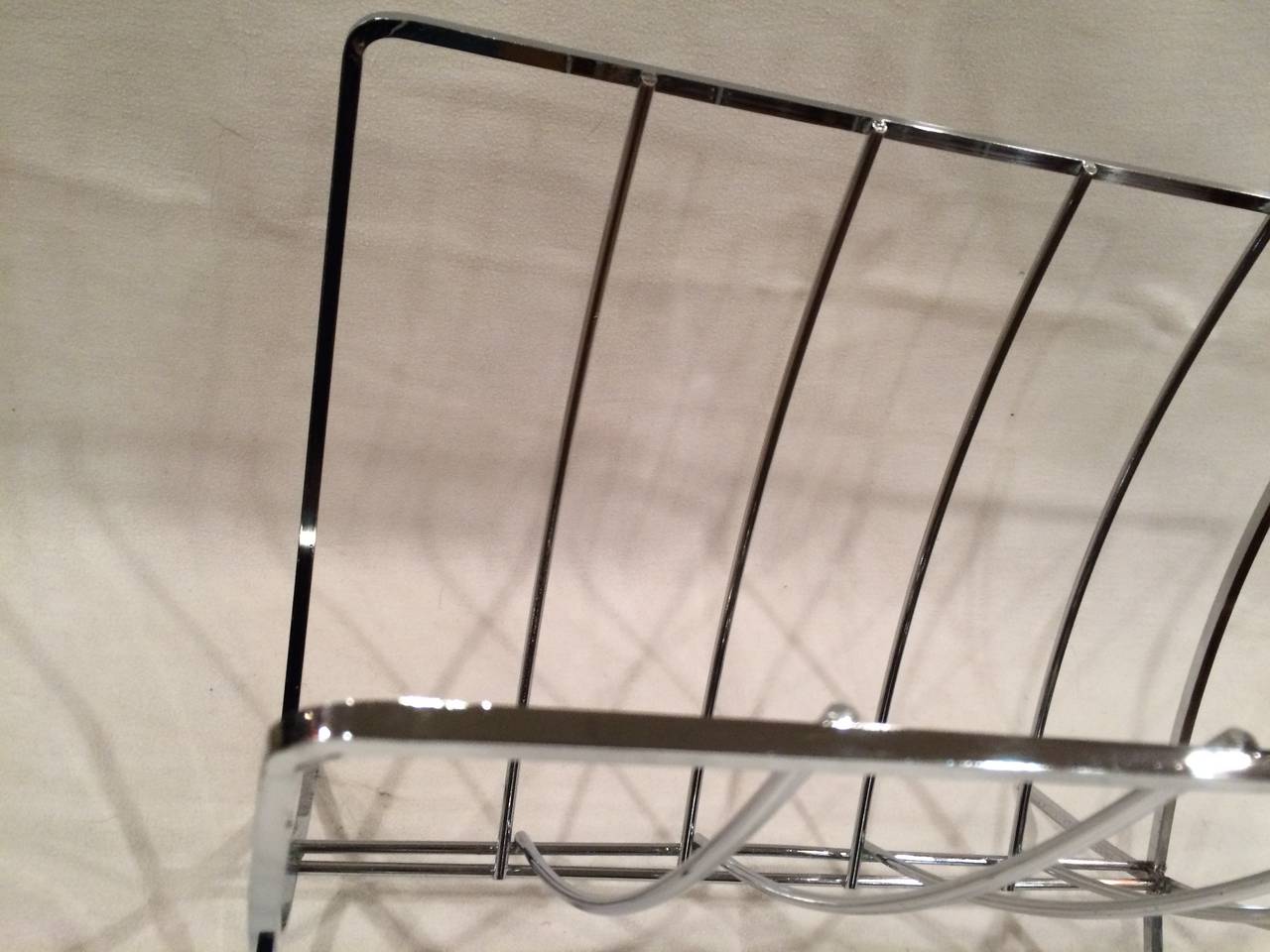 Plated Mid-Century Modern Chrome Magazine Rack