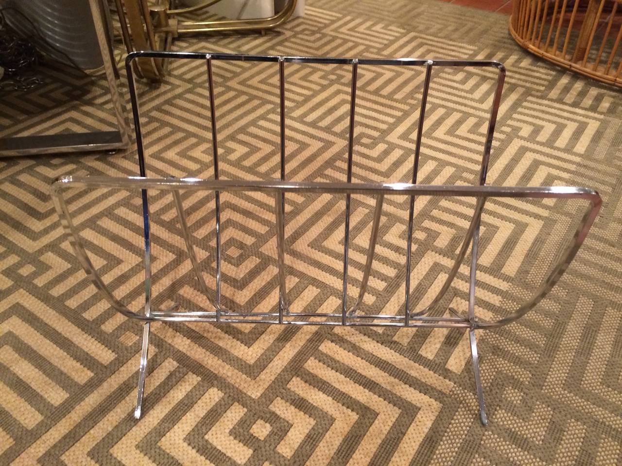 Mid-Century Modern Chrome Magazine Rack 2