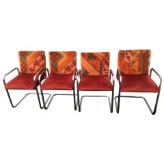 Set of Four Tubular Steel Cantilever Armchairs