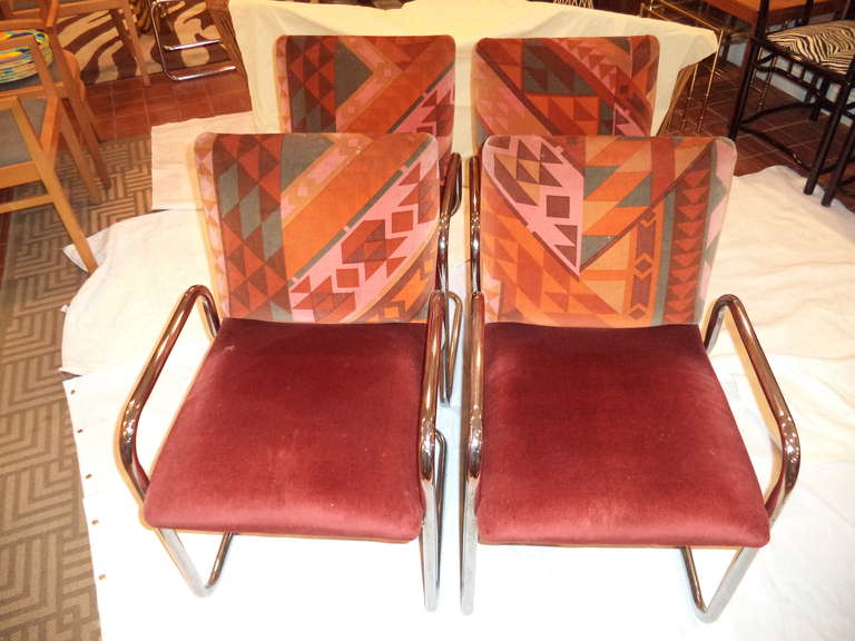 Set of Four Tubular Steel Cantilever Armchairs In Good Condition In Redding, CT