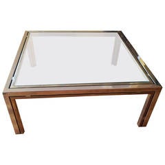 Milo Baughman Brass and Chrome Coffee Table