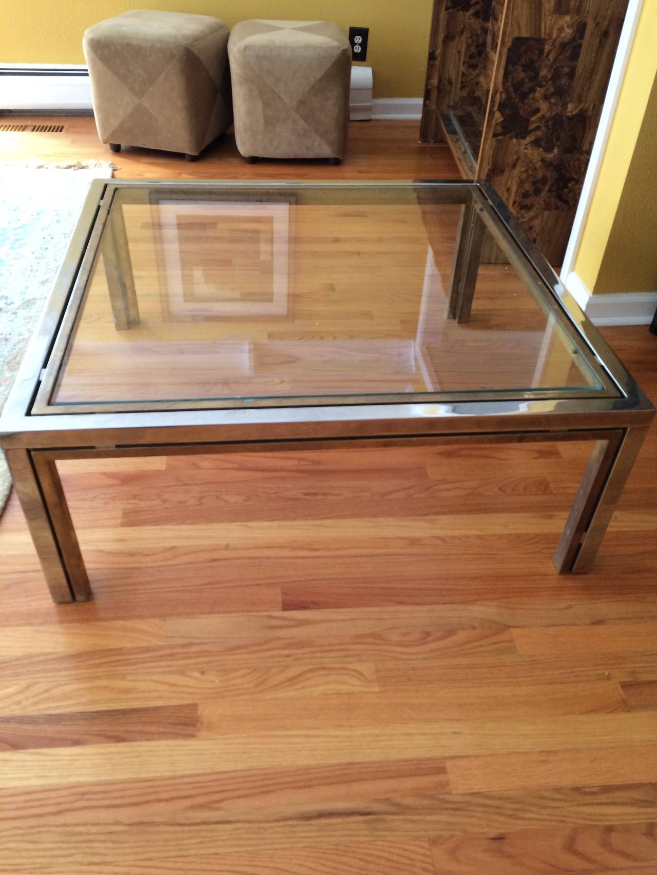 Milo Baughman Brass and Chrome Coffee Table