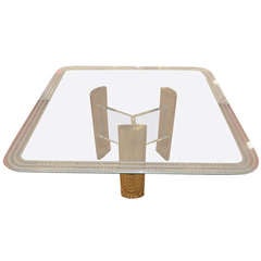 Milo Baughman Style Brass and Glass Dining Table 5
