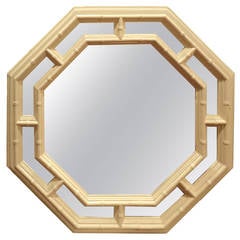 Faux Bamboo Hollywood Regency Octagonal Mirror 1