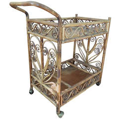 Vintage Bamboo Tea Cart