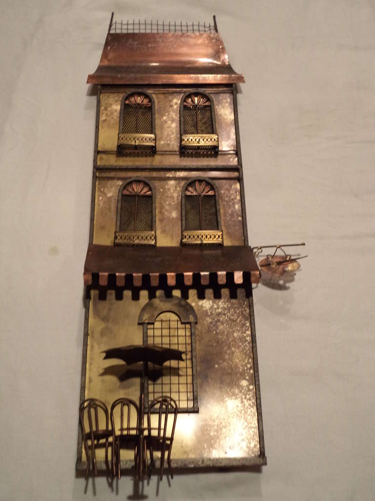 Mid-20th Century Curtis Jere Wall Sculpture of Parisian House