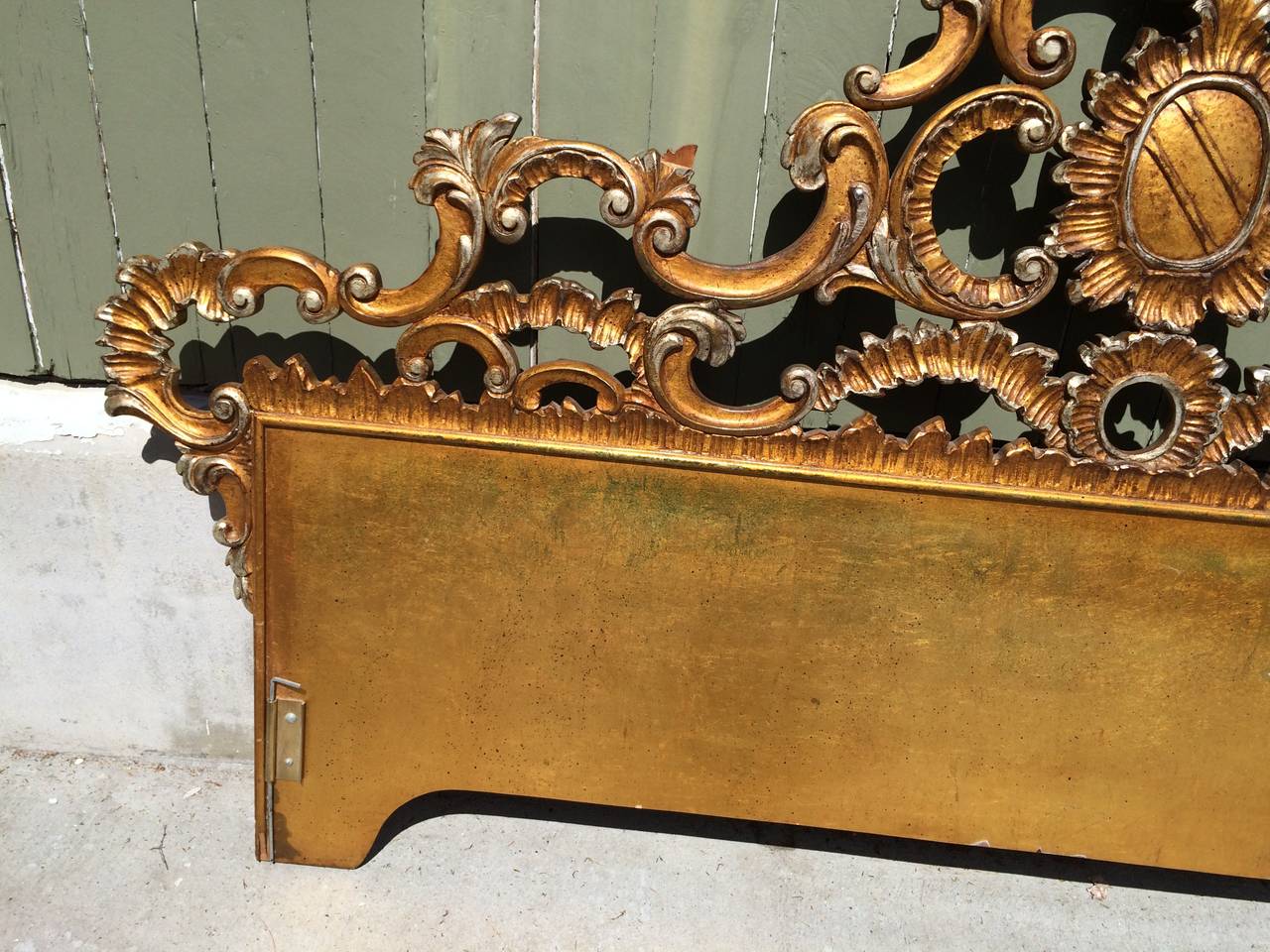 Wood Hollywood Regency Carved Gilt King Headboard