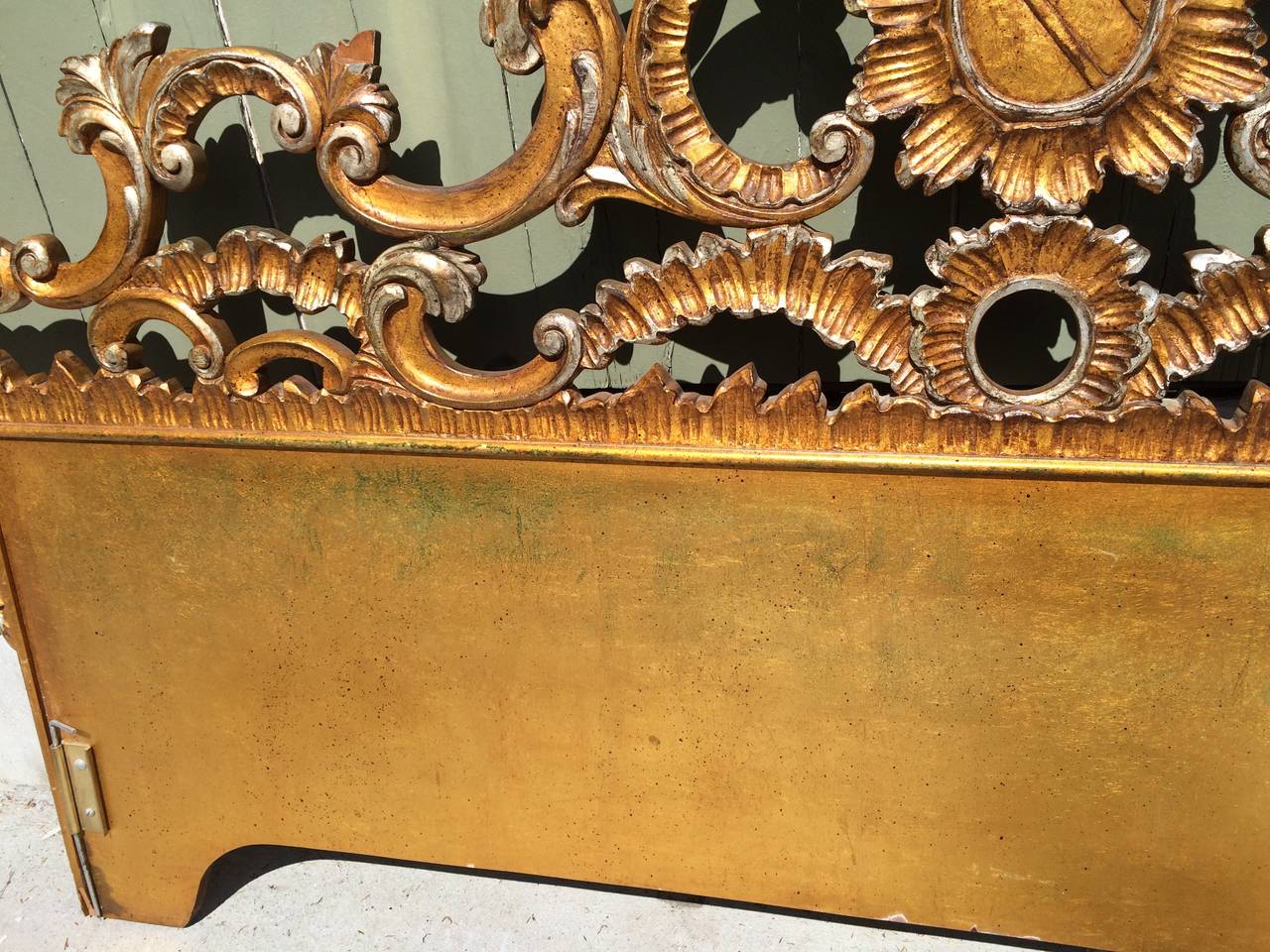 Italian Hollywood Regency Carved Gilt King Headboard