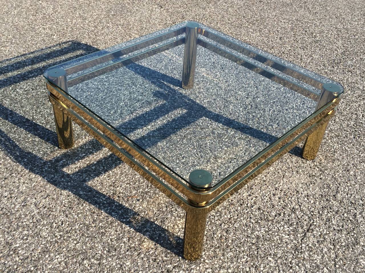 Hollywood Regency Brass and Glass Coffee Table Attributed to Pace 5