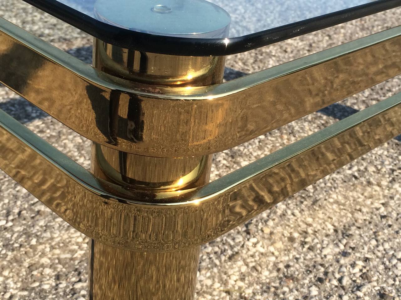 Hollywood Regency Brass and Glass Coffee Table Attributed to Pace 4