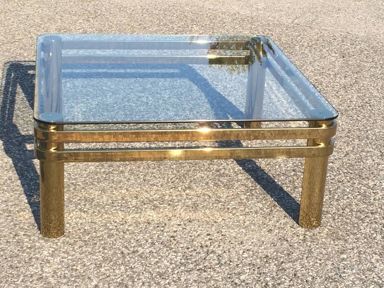 Hollywood Regency Brass and Glass Coffee Table Attributed to Pace 2