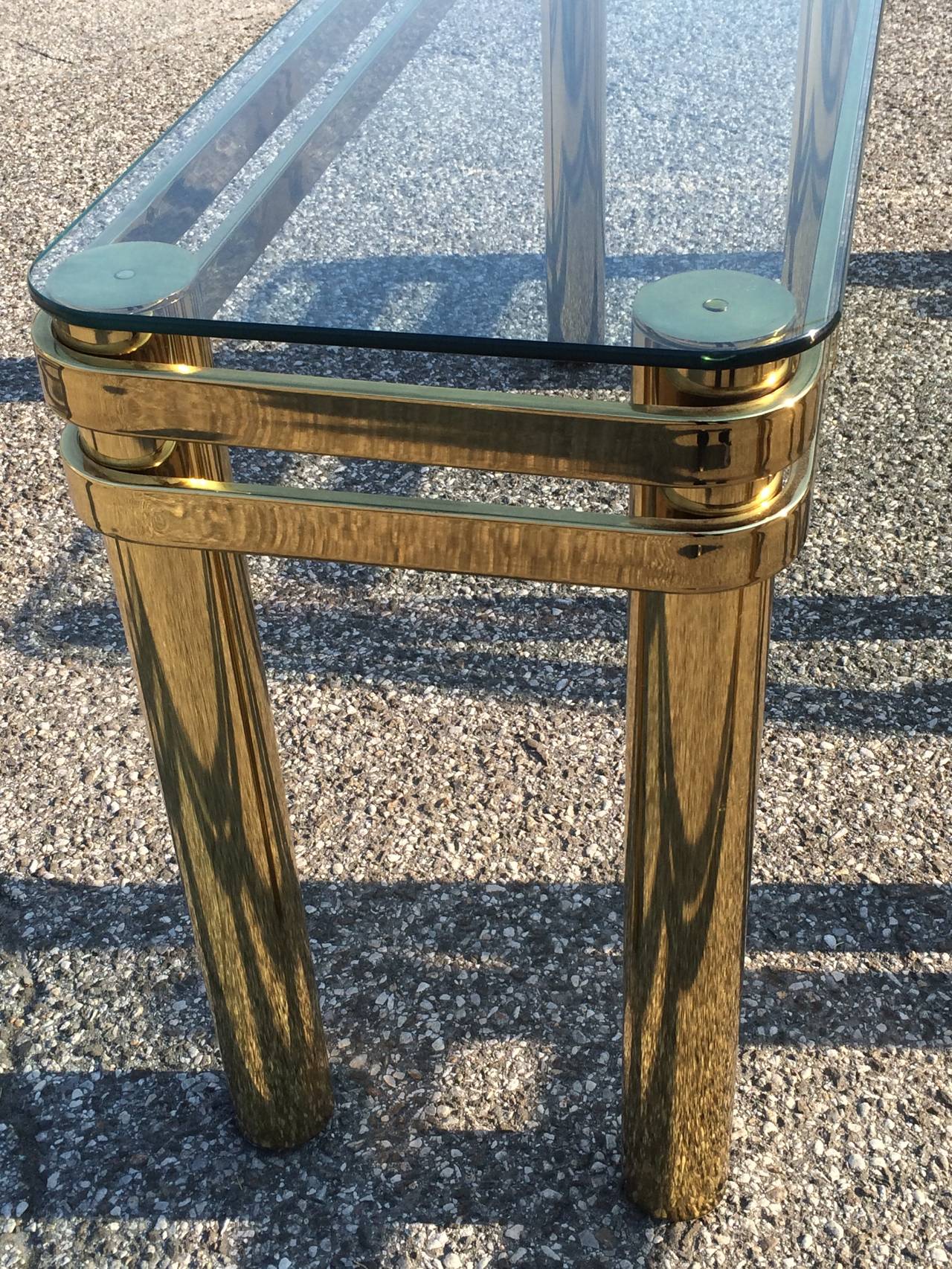 Hollywood Regency Brass Console or Sofa Table by Pace 6