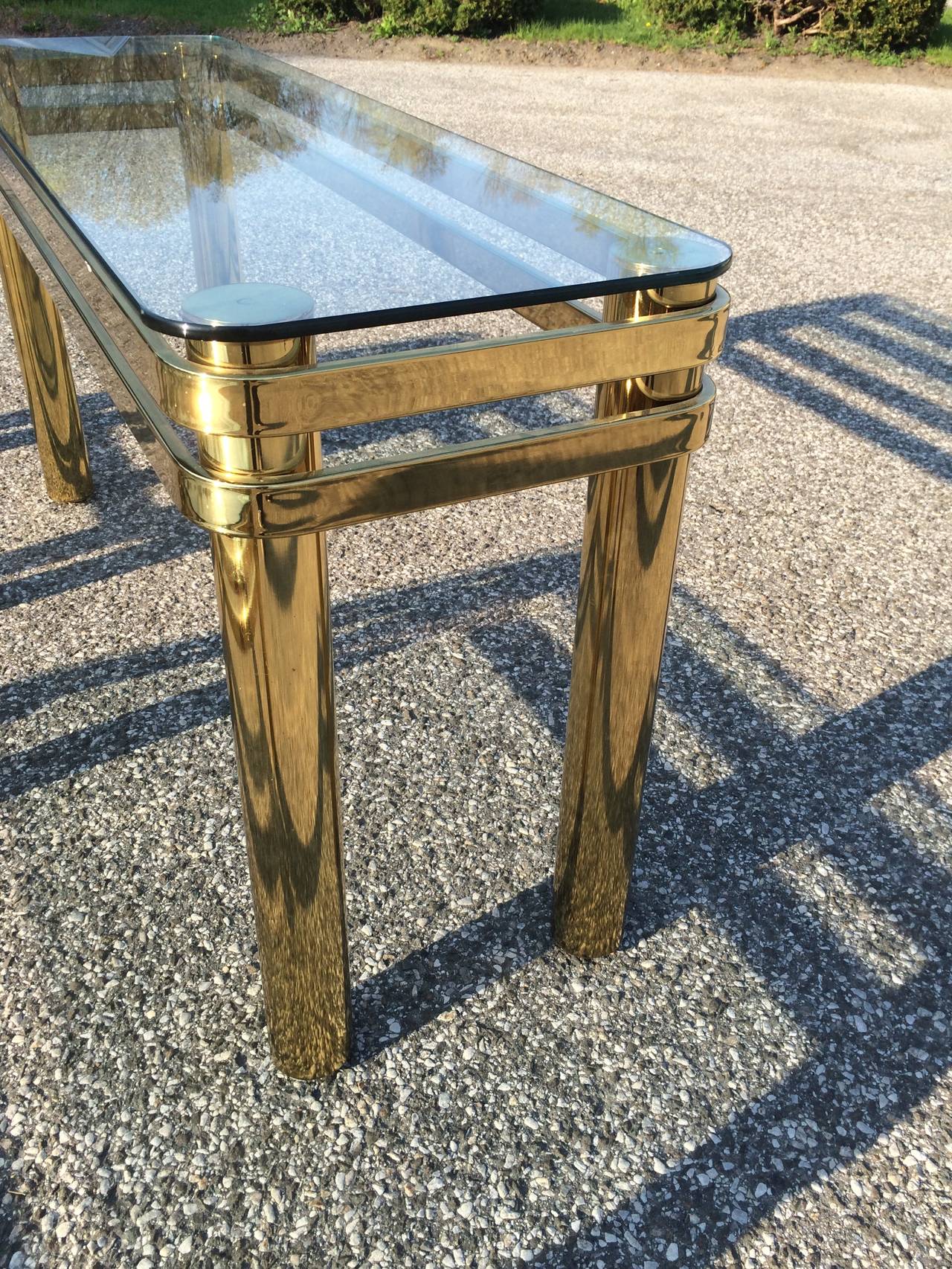 Late 20th Century Hollywood Regency Brass Console or Sofa Table by Pace