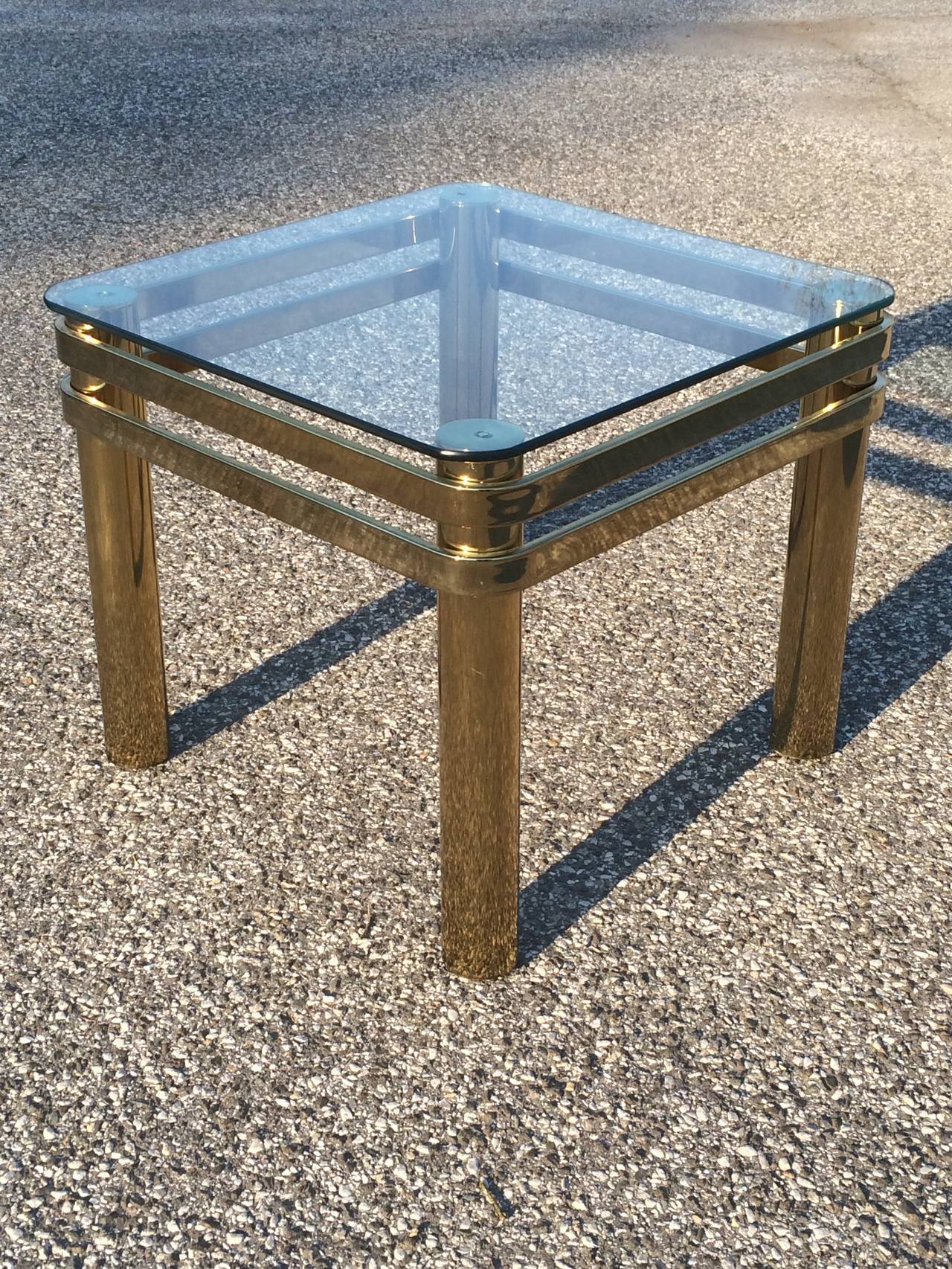 Hollywood Regency Brass and Glass Table by Pace In Excellent Condition In Redding, CT