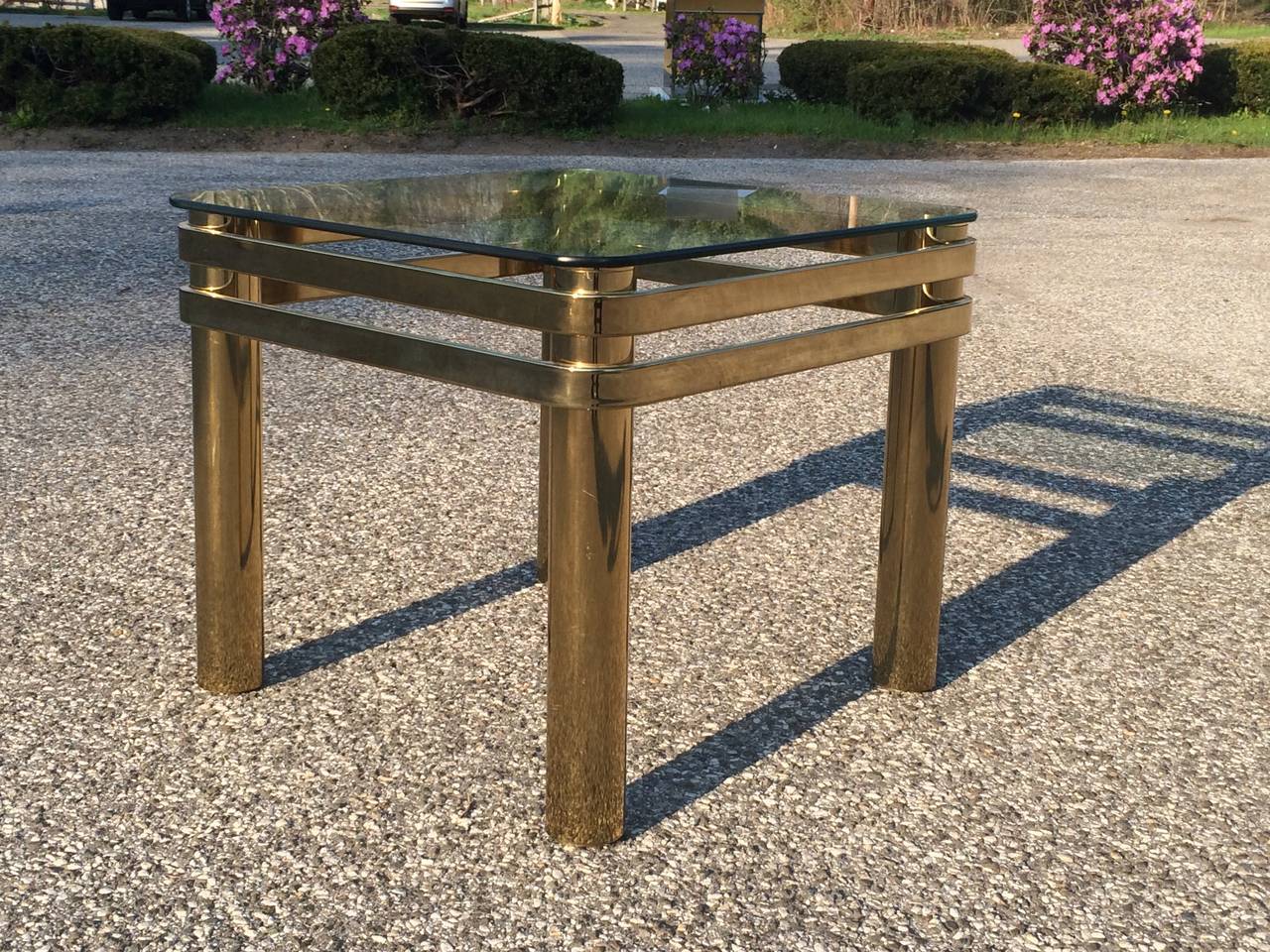Hollywood Regency Brass and Glass Table by Pace 3