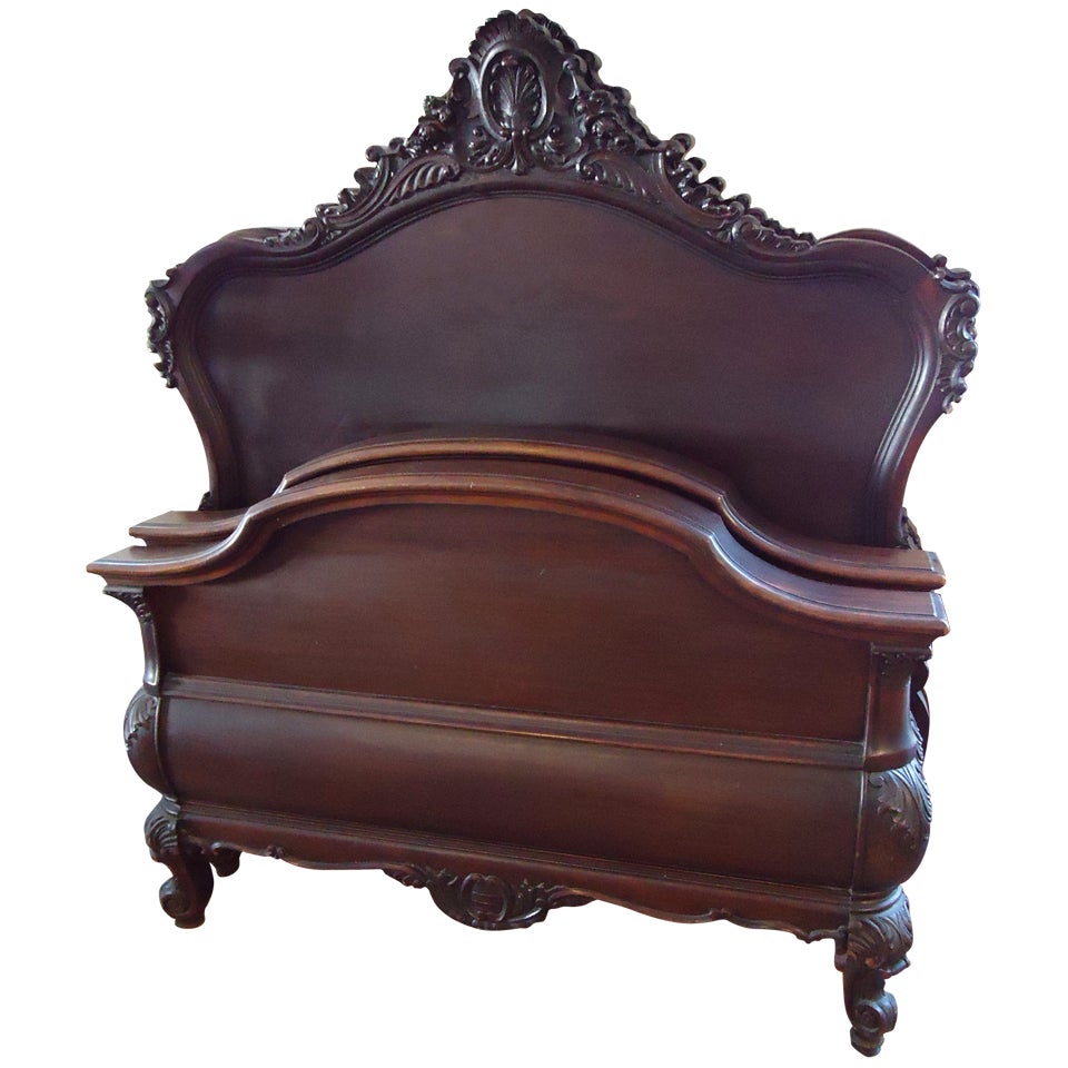 Pair of Solid Mahogany Carved Twin Beds by R.J.Horner and Co.