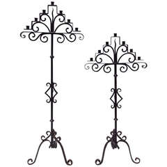 Pair of Spanish Revival Iron Torchieres