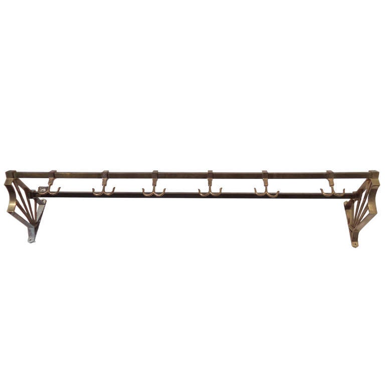 Art Deco Brass Luggage Rack with Hooks at 1stdibs