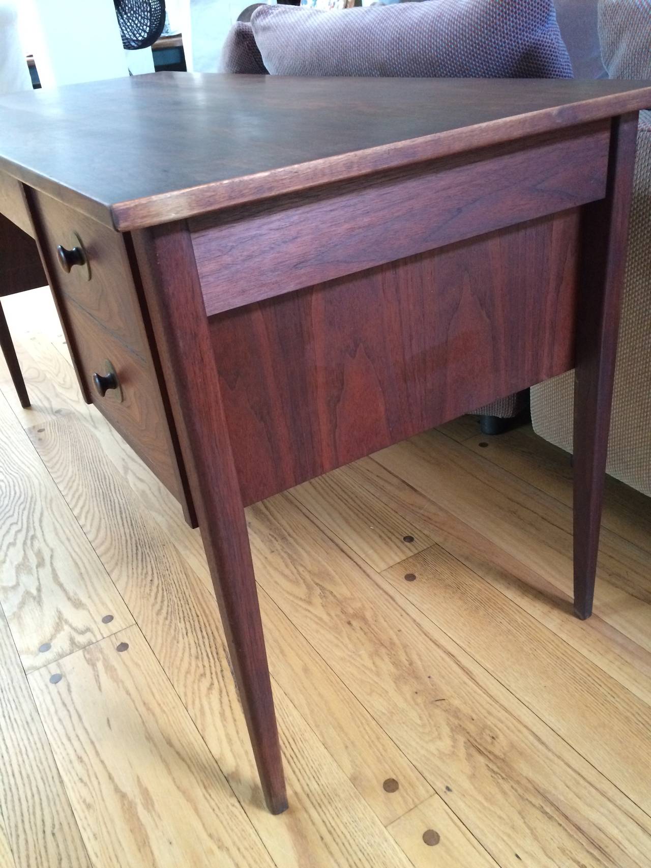 Sleek Mid Century Solid Walnut Desk 2