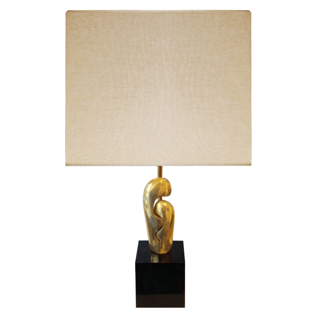 Signed Philippe Jean Abstract Cast Bronze Lamp For Sale