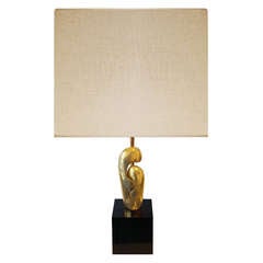 Signed Philippe Jean Abstract Cast Bronze Lamp