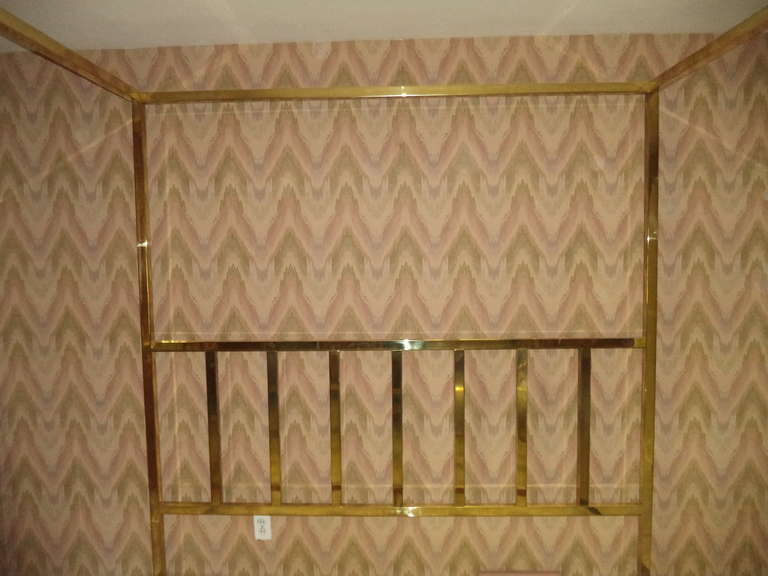 Hollywood Regency King Size Brass Four Poster Canopy Bed by Pace