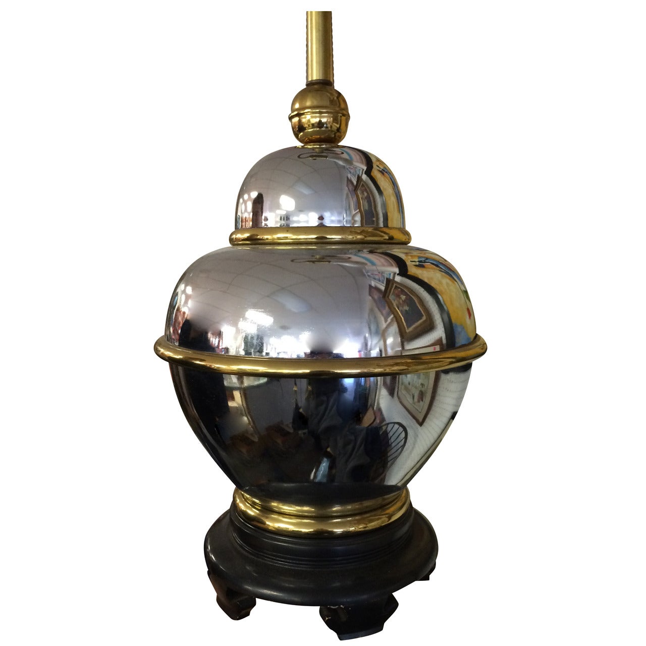 Hollywood Regency Chrome and Brass Table Lamp