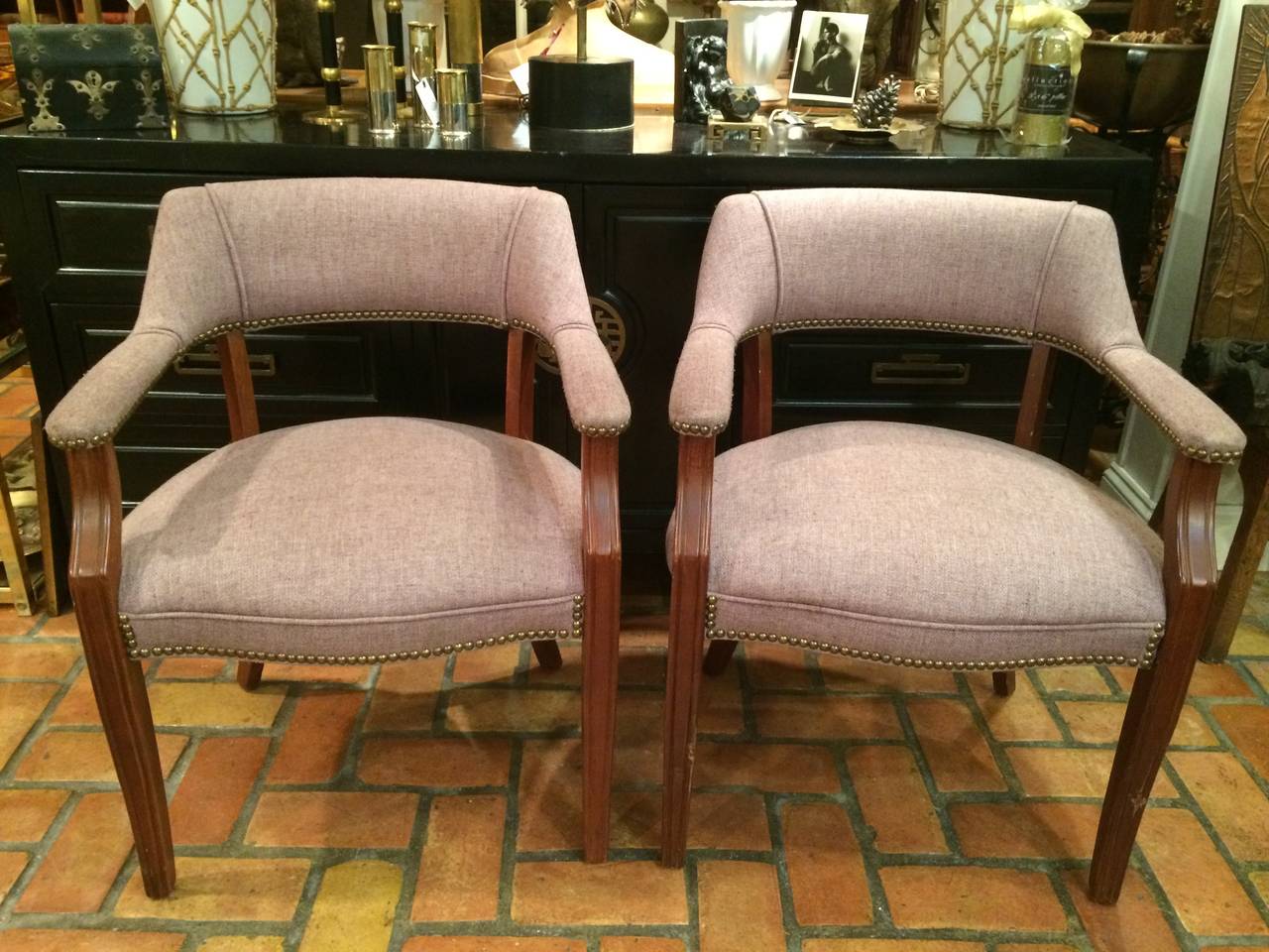 Brass Pair of Mid-Century Arm chairs