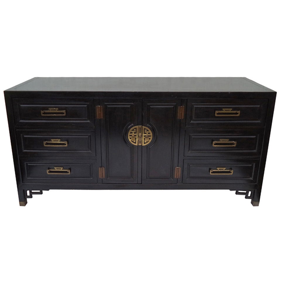 Black Chinese Chippendale Dresser/Credenza by Ray Sabota