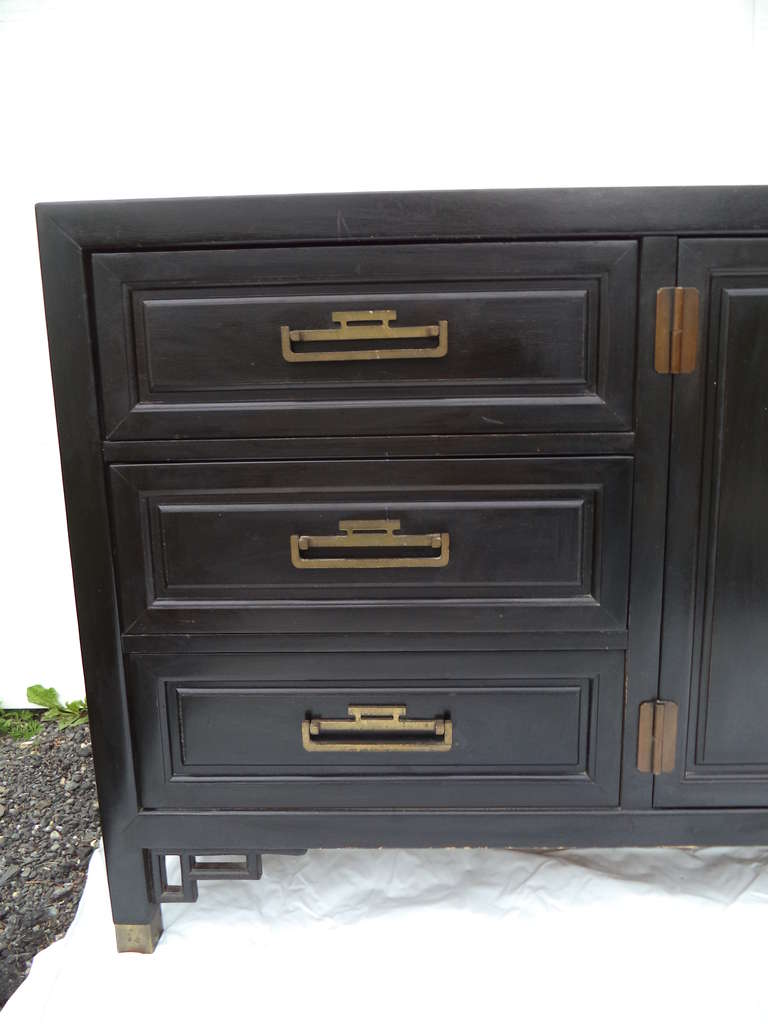 American Black Chinese Chippendale Dresser/Credenza by Ray Sabota