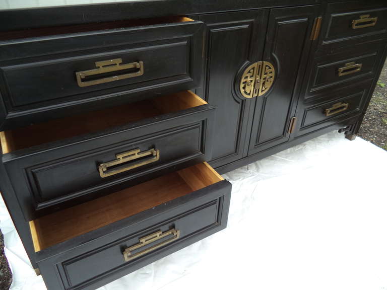 Black Chinese Chippendale Dresser/Credenza by Ray Sabota In Excellent Condition In Redding, CT