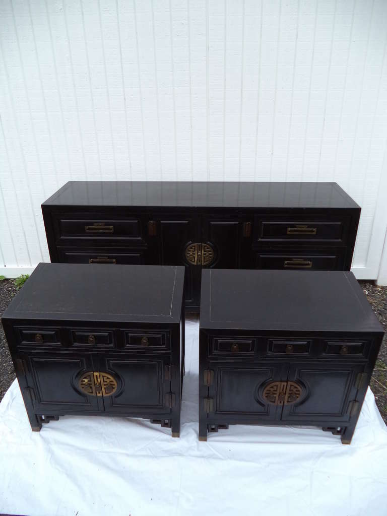 Pair of Chinese Chippendale Cabinets in the style of James Mont for Century 1