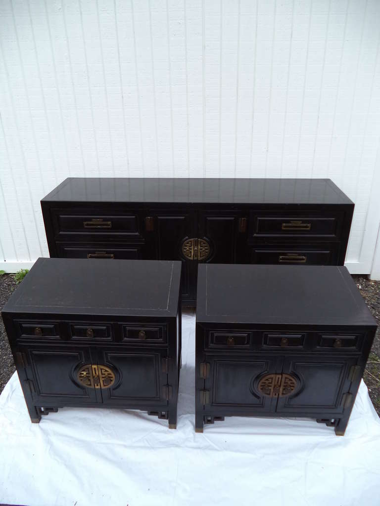 Pair of Chinese Chippendale Cabinets in the style of James Mont for Century  1