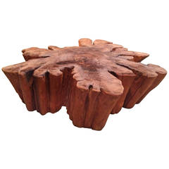 Vintage Redwood Live Edge Slab Coffee Table