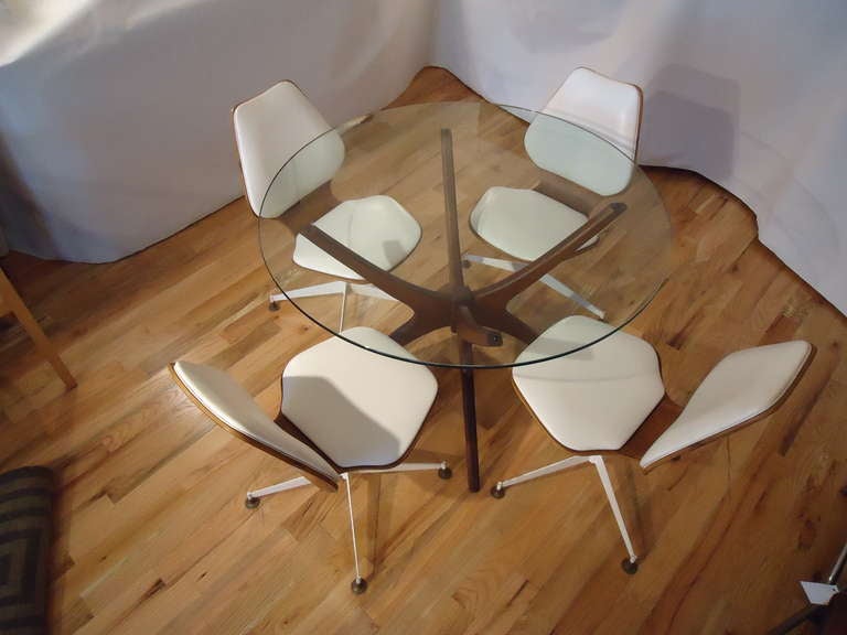Mid-Century Modern Adrian Pearsall Jax Dining Table with Bentwood Swivel Chairs