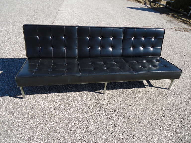 Mid-Century Modern Armless Parallel Bar Sofa in the Style of Florence Knoll