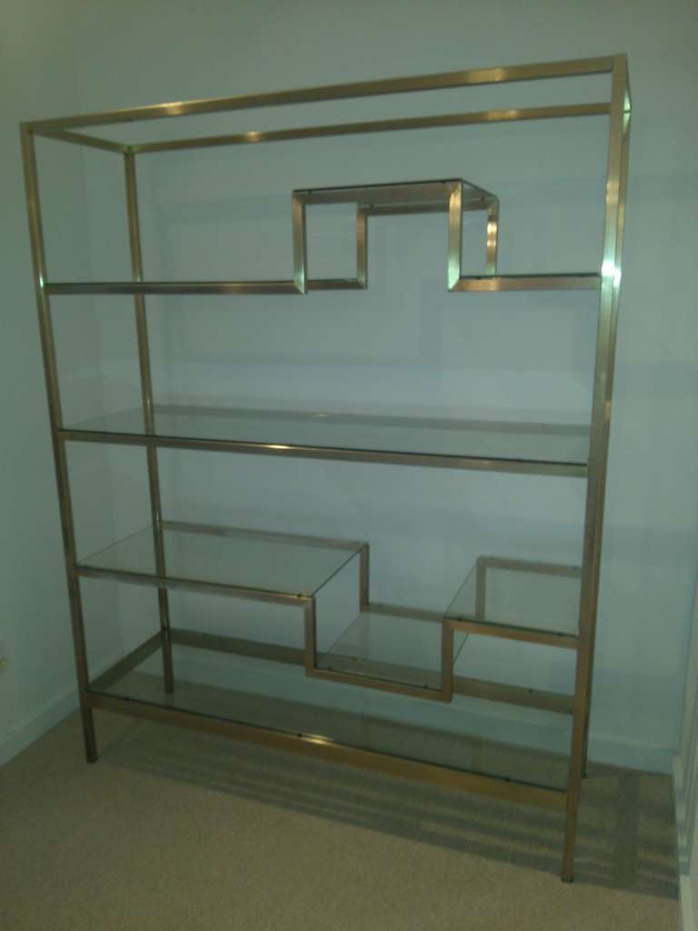 Milo Baughman Style  Etagere With Antique Brass Finish