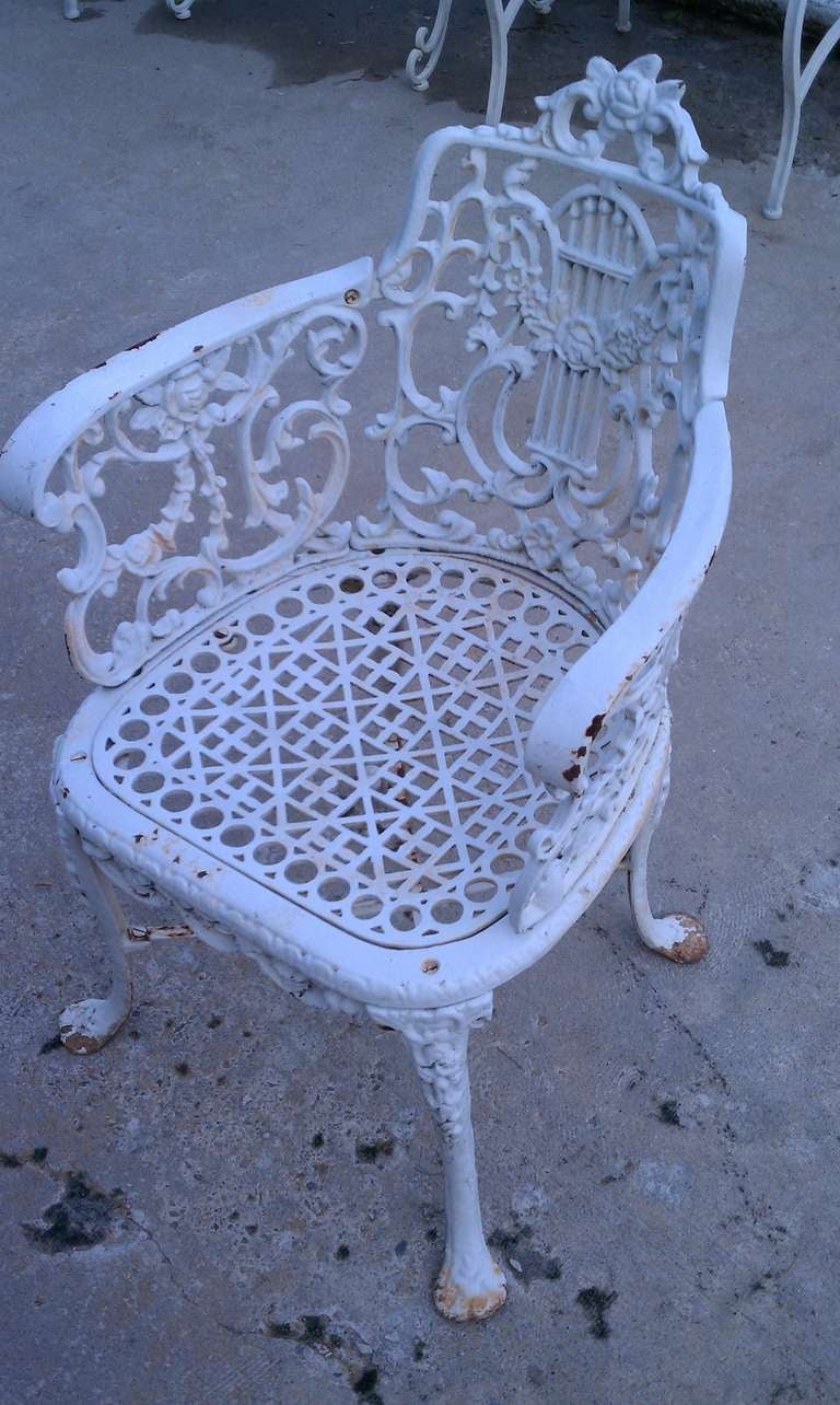 Antique Neoclassical Cast Iron Patio Set 2