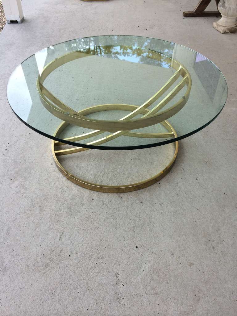 Plated Milo Baughman Round Brass Table