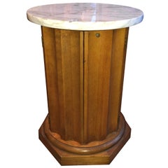 Vintage Round Cabinet Table with Marble Top