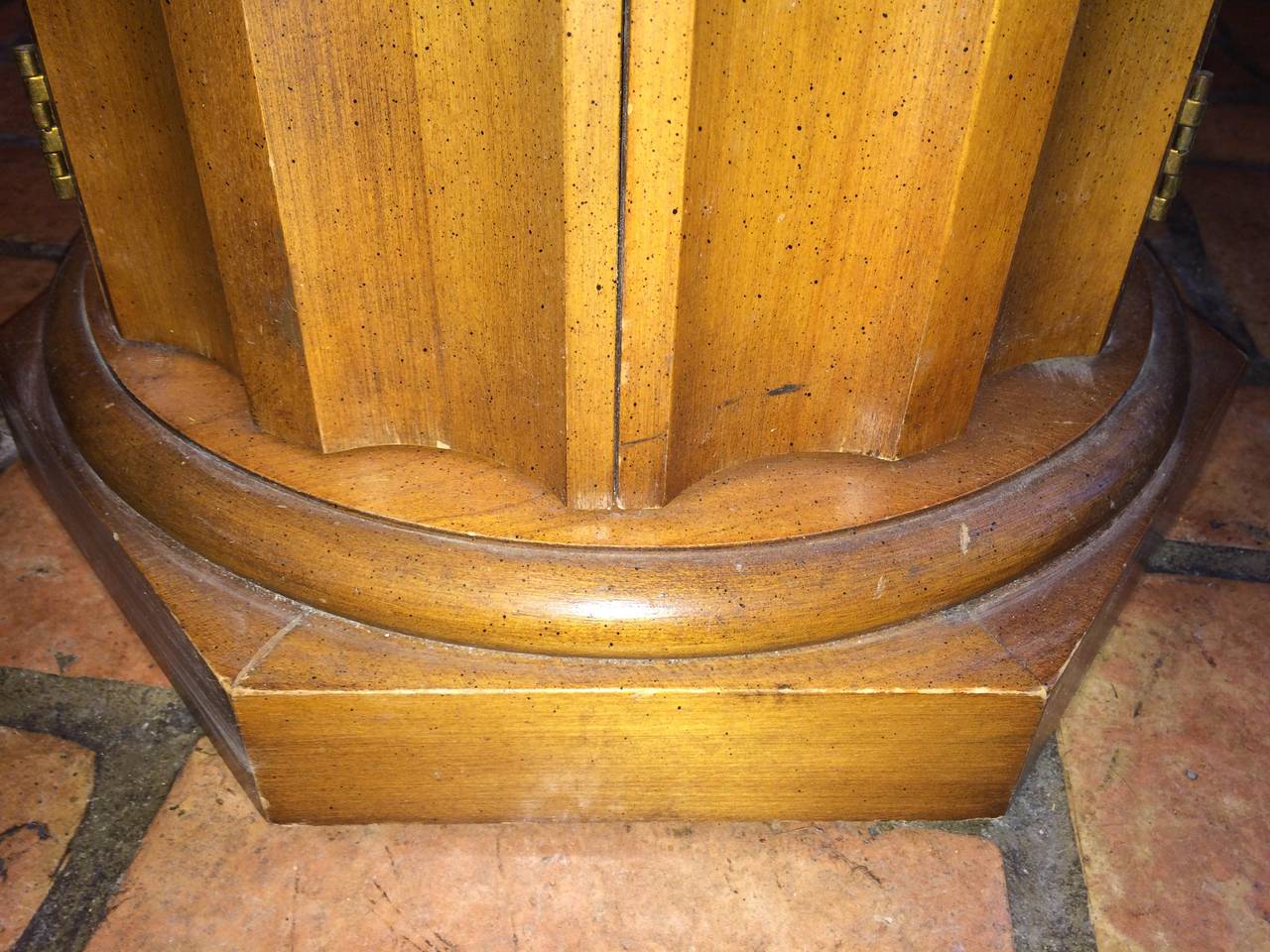 Mid-20th Century Round Cabinet Table with Marble Top