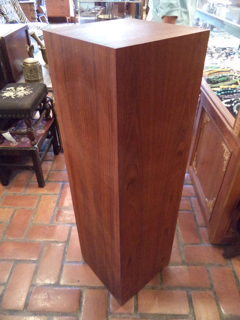 Mid Century Teak Pedestal. Perfect for your Mid Century Sculpture to be placed on.