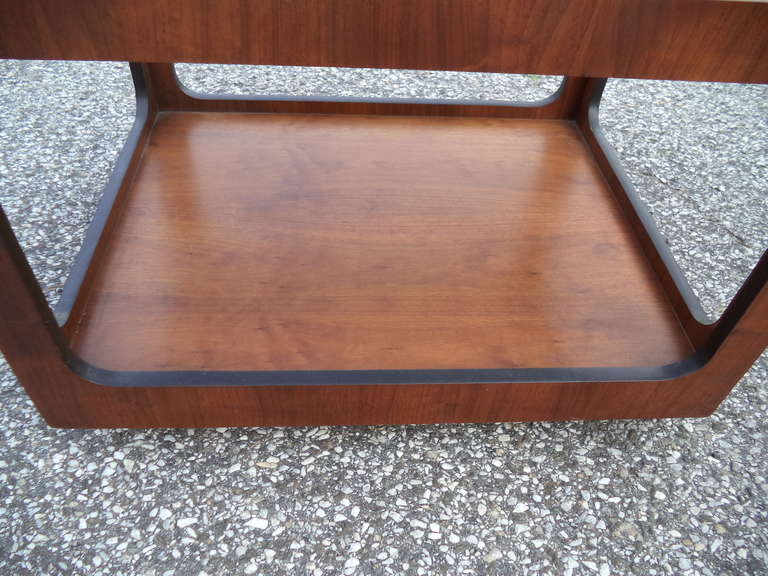 Milo Baughman Style Mid-Century Table with Smoked Glass Top 1