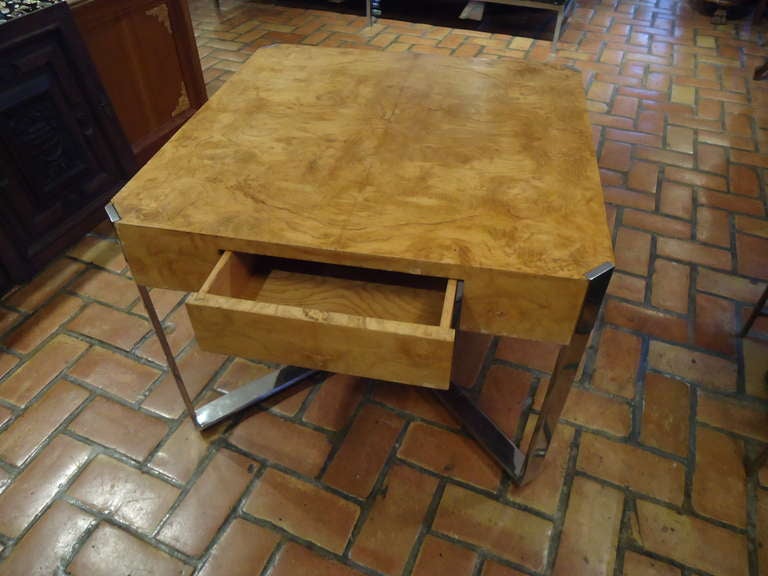 Mid-20th Century Milo Baughman Burled Olivewood Table