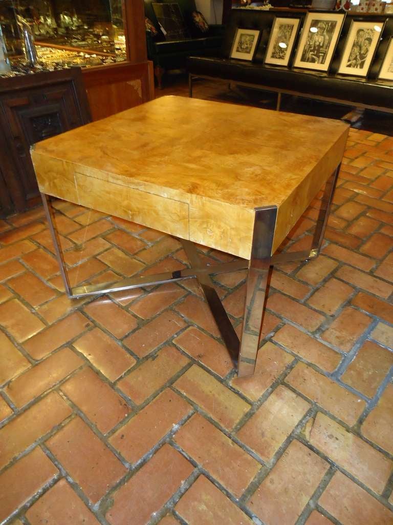 Milo Baughman Burled Olivewood Table In Good Condition In Redding, CT