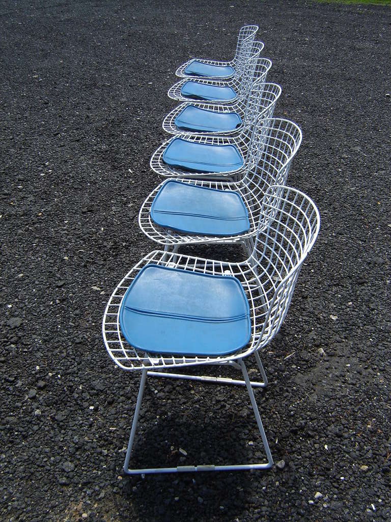 American Pair of Welded Mesh White Chairs designed  by Harry Bertoia